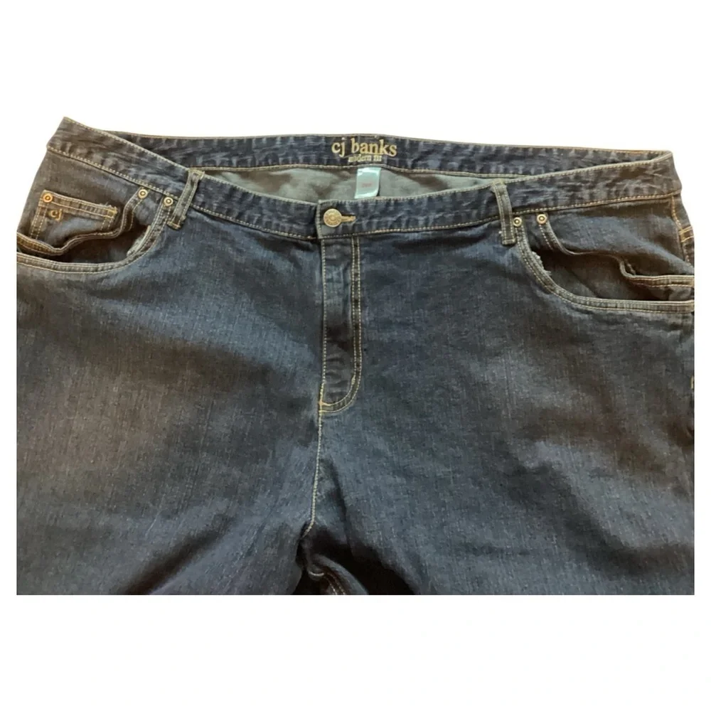 CJ Banks Dark Blue Flare Jeans Stretch Plus Size 28W (3X)